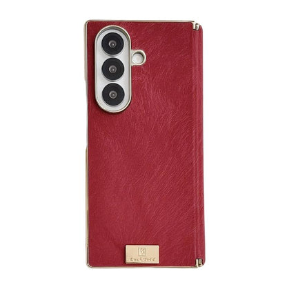 Electroplate Dual Axis Silk Texture PU Phone Case, For Galaxy Z Fold8 Ultra 5G, For Galaxy Z Fold7, For Galaxy Z Fold6, For Galaxy Z Fold5
