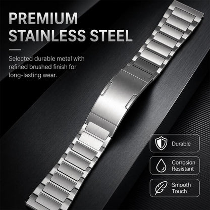 Thin H-Shape Folding Clasp Quick Release Stainless Steel Watch Band, 22mm