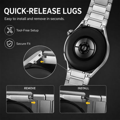 Thin H-Shape Folding Clasp Quick Release Stainless Steel Watch Band, 22mm