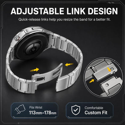 Thin H-Shape Folding Clasp Quick Release Stainless Steel Watch Band, 22mm