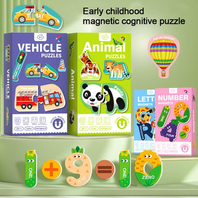 Kids Early Education Magnetic Refrigerator Puzzle Educational Toy, 26pcs Letter, Animals, Cars, Numbers, 26pcs Lowercase