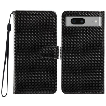Mirrored Buckle Vegan Leather Phone Case with Small Black Cord, For Google Pixel 7a, For Google Pixel 7 5G