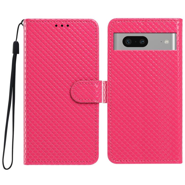 Mirrored Buckle Vegan Leather Phone Case with Small Black Cord, For Google Pixel 7a, For Google Pixel 7 5G