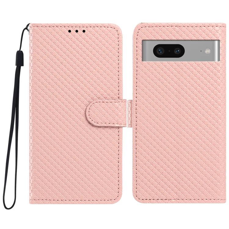 Mirrored Buckle Vegan Leather Phone Case with Small Black Cord, For Google Pixel 7a, For Google Pixel 7 5G