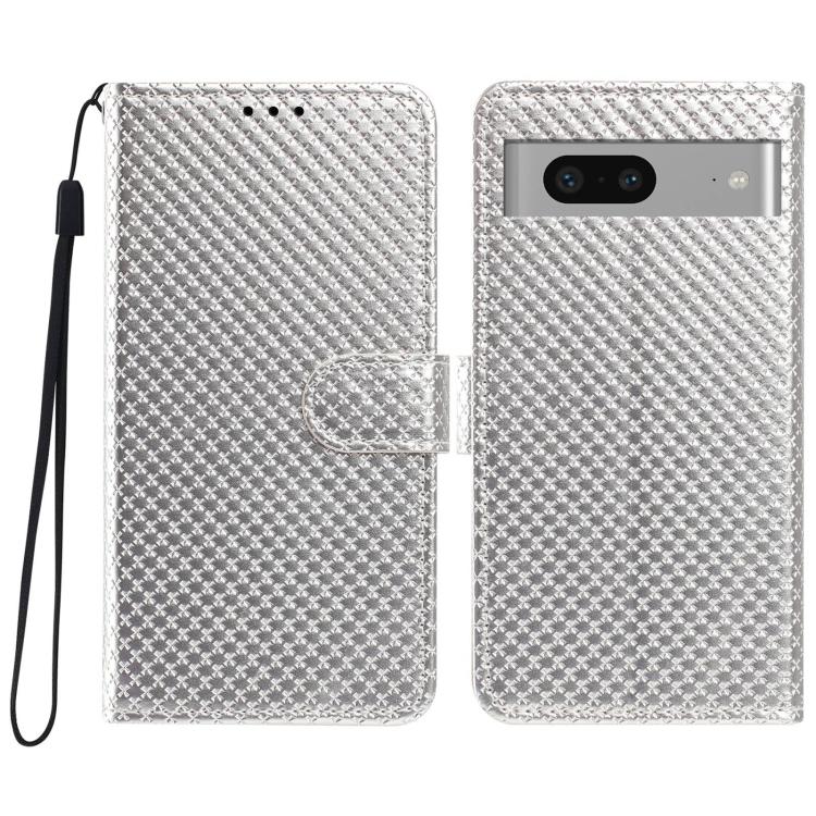 Mirrored Buckle Vegan Leather Phone Case with Small Black Cord, For Google Pixel 7a, For Google Pixel 7 5G