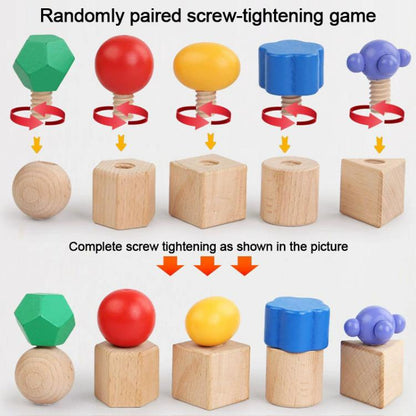 Kid Wooden Screw Matching Game Montessori Nut Bolt Disassembly Toy, Shape, Five-pin
