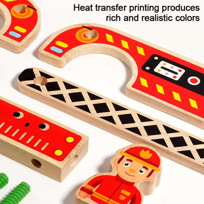 Kids Early Education Multifunctional Solid Wood Disassembly Fire Truck