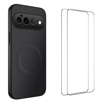 WANLONFENG TQ1 Series Magnetic Carbon Fiber Texture Phone Case with 2pcs Screen Films, For Google Pixel 11 Pro XL, For Google Pixel 11, For Google Pixel 11 Pro