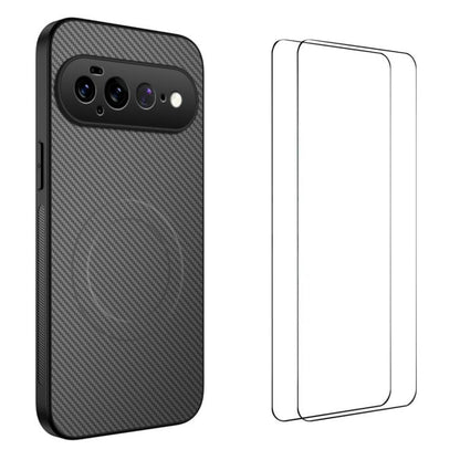WANLONFENG TQ1 Series Magnetic Carbon Fiber Texture Phone Case with 2pcs Screen Films, For Google Pixel 11 Pro XL, For Google Pixel 11, For Google Pixel 11 Pro