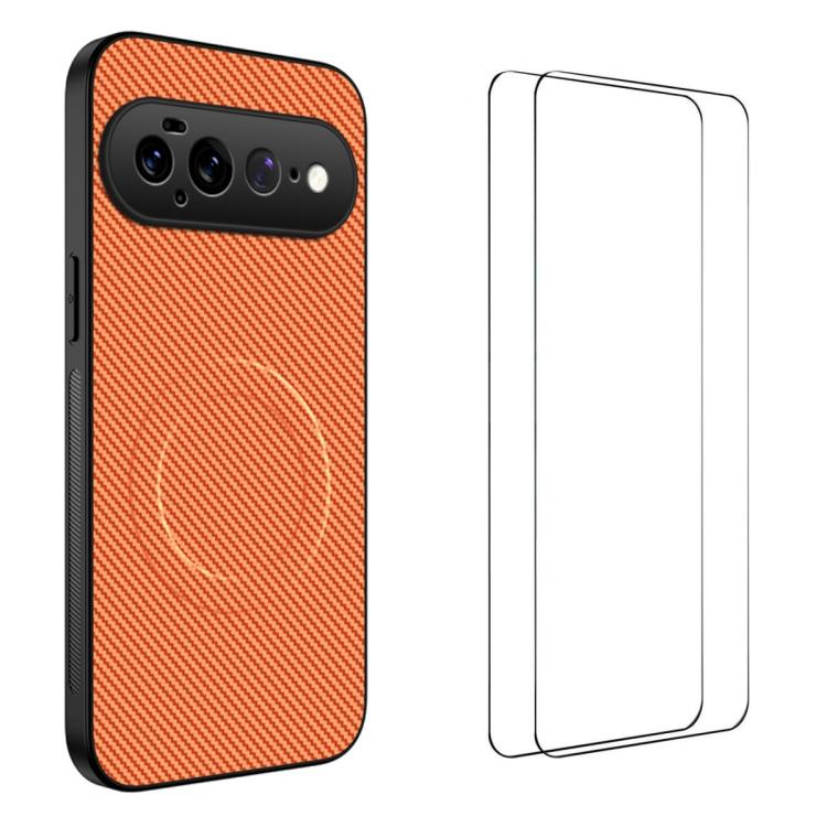 WANLONFENG TQ1 Series Magnetic Carbon Fiber Texture Phone Case with 2pcs Screen Films, For Google Pixel 11 Pro XL, For Google Pixel 11, For Google Pixel 11 Pro