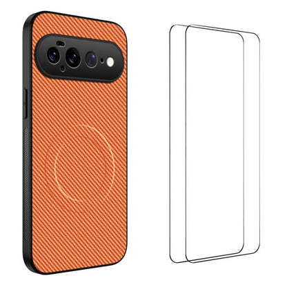 WANLONFENG TQ1 Series Magnetic Carbon Fiber Texture Phone Case with 2pcs Screen Films, For Google Pixel 11 Pro XL, For Google Pixel 11, For Google Pixel 11 Pro