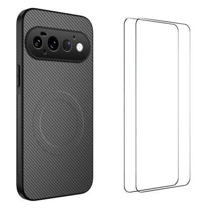 WANLONFENG TQ1 Series Magnetic Carbon Fiber Texture Phone Case with 2pcs Screen Films, For Google Pixel 11 Pro XL, For Google Pixel 11, For Google Pixel 11 Pro