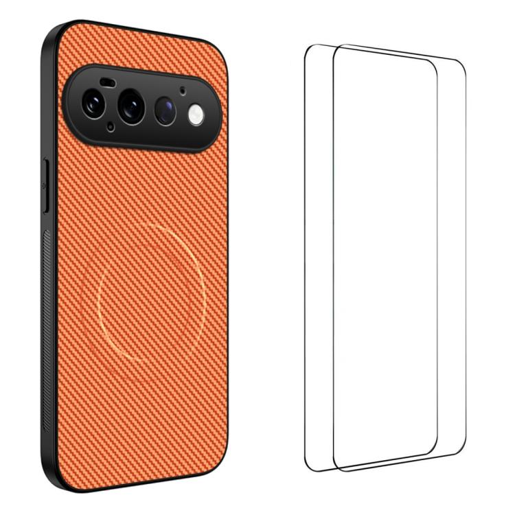 WANLONFENG TQ1 Series Magnetic Carbon Fiber Texture Phone Case with 2pcs Screen Films, For Google Pixel 11 Pro XL, For Google Pixel 11, For Google Pixel 11 Pro