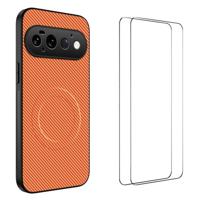 WANLONFENG TQ1 Series Magnetic Carbon Fiber Texture Phone Case with 2pcs Screen Films, For Google Pixel 11 Pro XL, For Google Pixel 11, For Google Pixel 11 Pro