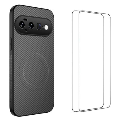 WANLONFENG TQ1 Series Magnetic Carbon Fiber Texture Phone Case with 2pcs Screen Films, For Google Pixel 11 Pro XL, For Google Pixel 11, For Google Pixel 11 Pro