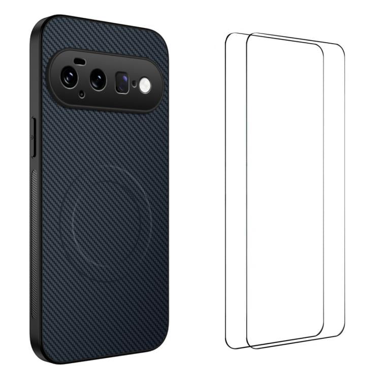 WANLONFENG TQ1 Series Magnetic Carbon Fiber Texture Phone Case with 2pcs Screen Films, For Google Pixel 11 Pro XL, For Google Pixel 11, For Google Pixel 11 Pro