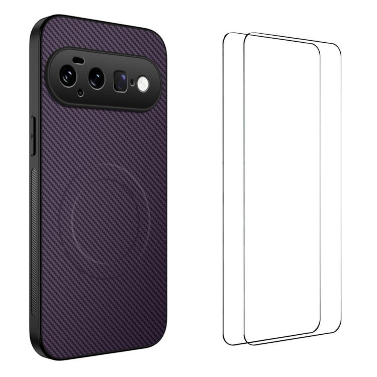 WANLONFENG TQ1 Series Magnetic Carbon Fiber Texture Phone Case with 2pcs Screen Films, For Google Pixel 11 Pro XL, For Google Pixel 11, For Google Pixel 11 Pro