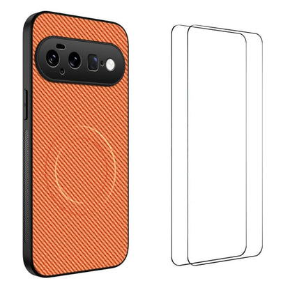 WANLONFENG TQ1 Series Magnetic Carbon Fiber Texture Phone Case with 2pcs Screen Films, For Google Pixel 11 Pro XL, For Google Pixel 11, For Google Pixel 11 Pro