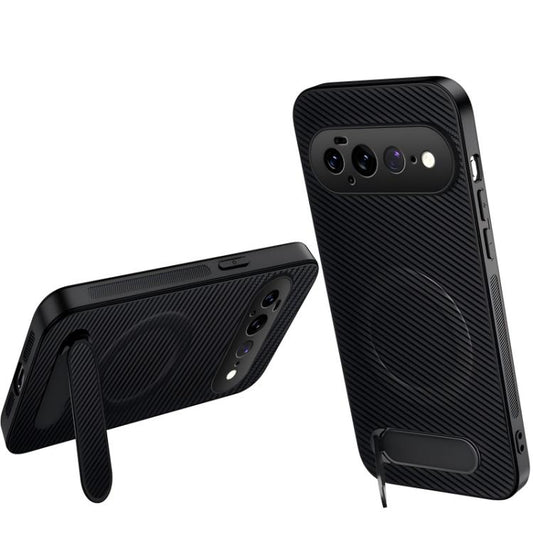 WANLONFENG Kickstand Carbon Fiber Texture Magnetic Phone Case, For Google Pixel 11 Pro XL, For Google Pixel 11, For Google Pixel 11 Pro