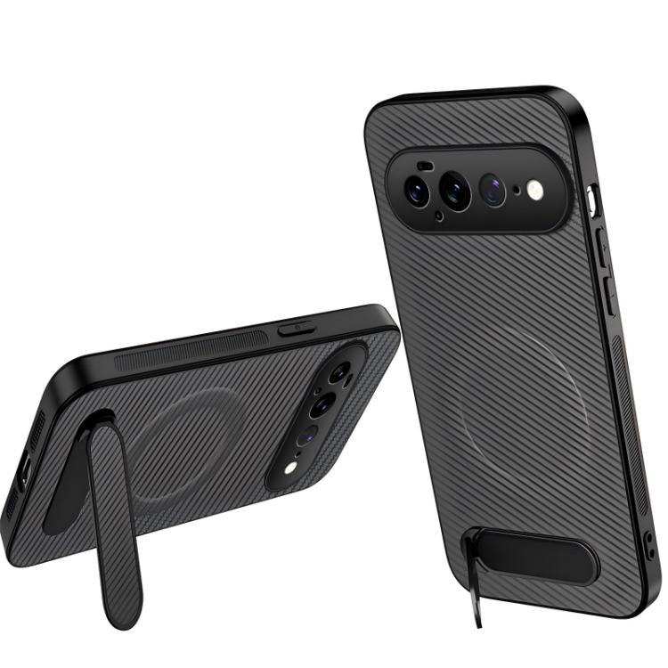 WANLONFENG Kickstand Carbon Fiber Texture Magnetic Phone Case, For Google Pixel 11 Pro XL, For Google Pixel 11, For Google Pixel 11 Pro