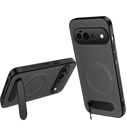 WANLONFENG Kickstand Carbon Fiber Texture Magnetic Phone Case, For Google Pixel 11 Pro XL, For Google Pixel 11, For Google Pixel 11 Pro