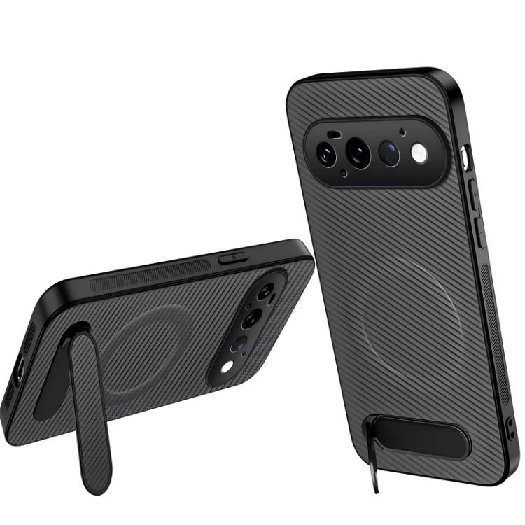 WANLONFENG Kickstand Carbon Fiber Texture Magnetic Phone Case, For Google Pixel 11 Pro XL, For Google Pixel 11, For Google Pixel 11 Pro