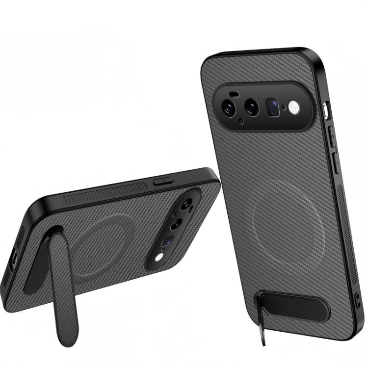 WANLONFENG Kickstand Carbon Fiber Texture Magnetic Phone Case, For Google Pixel 11 Pro XL, For Google Pixel 11, For Google Pixel 11 Pro