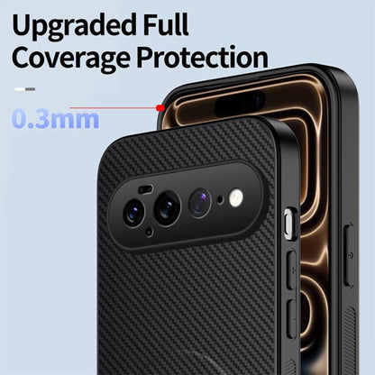 WANLONFENG Kickstand Carbon Fiber Texture Magnetic Phone Case with 2pcs Screen Films, For Google Pixel 11 Pro XL, For Google Pixel 11, For Google Pixel 11 Pro
