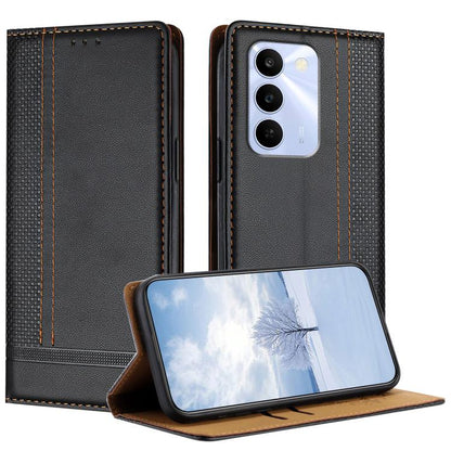 Stitching Design Scratch-Resistant Vegan Leather Phone Case, For Realme P4 Power 5G, For Realme Note 80 4G, For Realme C83 5G, For Realme C85 5G / 4G, For Realme Neo8 5G, For Realme 16 5G, For Realme 16 Pro+ 5G, For Realme 16 Pro 5G                    ...