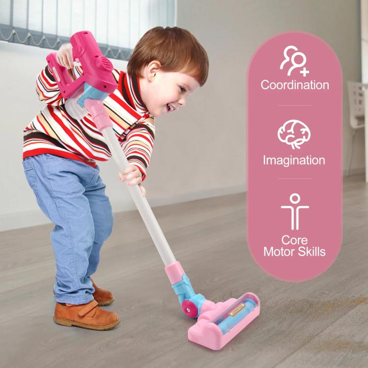 Children Pretend Play Electric Simulation Sound and Light Vacuum Cleaner, without Base (Pink), without Base (Green)