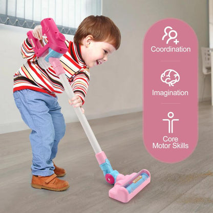 Children Pretend Play Electric Simulation Sound and Light Vacuum Cleaner, without Base (Pink), without Base (Green)