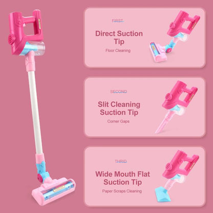 Children Pretend Play Electric Simulation Sound and Light Vacuum Cleaner, without Base (Pink), without Base (Green)