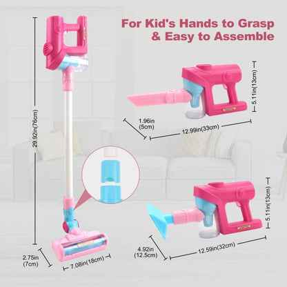Children Pretend Play Electric Simulation Sound and Light Vacuum Cleaner, without Base (Pink), without Base (Green)