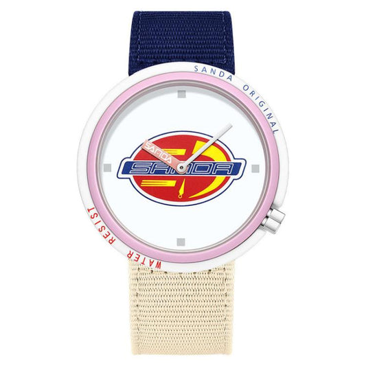 Montre Étudiante Fine et Silencieuse SANDA 3202 Étanche 3ATM avec Bracelet en Nylon