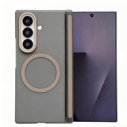 Lens-Frame Shield Frosted Magnetic Phone Case, For Galaxy Z Fold8 Ultra 5G, For Galaxy Z Fold7 5G, For Galaxy Z Fold6, For Galaxy Z Fold5