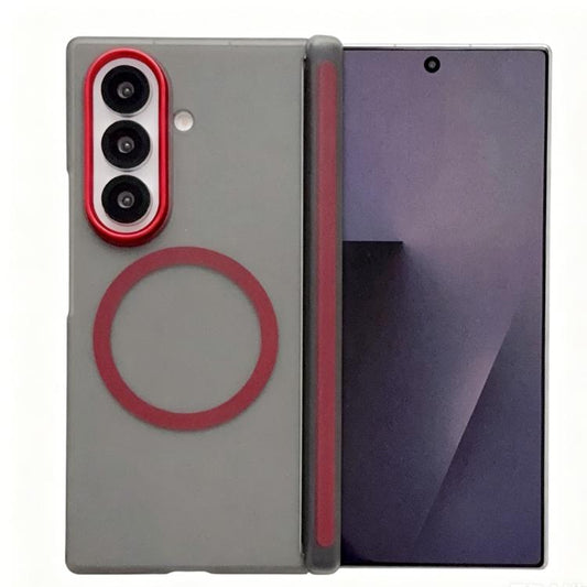 Lens-Frame Shield Frosted Magnetic Phone Case, For Galaxy Z Fold8 Ultra 5G, For Galaxy Z Fold7 5G, For Galaxy Z Fold6, For Galaxy Z Fold5
