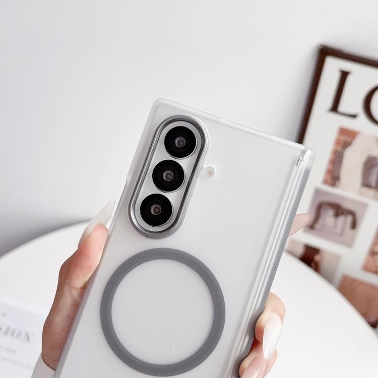 Lens-Frame Shield Frosted Magnetic Phone Case, For Galaxy Z Fold8 Ultra 5G, For Galaxy Z Fold7 5G, For Galaxy Z Fold6, For Galaxy Z Fold5