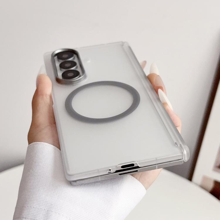 Lens-Frame Shield Frosted Magnetic Phone Case, For Galaxy Z Fold8 Ultra 5G, For Galaxy Z Fold7 5G, For Galaxy Z Fold6, For Galaxy Z Fold5