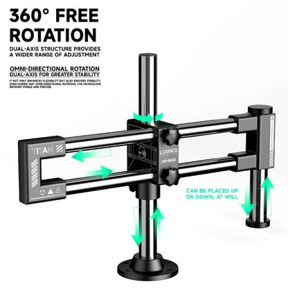 LUOWEI LW-GK02 Titan 360 Degree Rotating Lift Microscope Universal Dual Axis Swing Arm Stand, LUOWEI LW-GK02