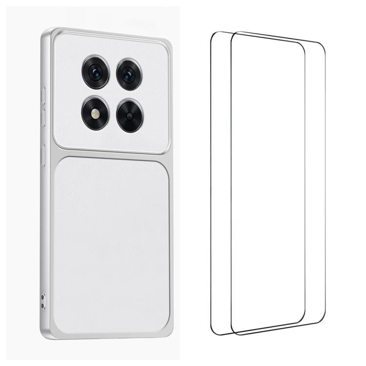 WANLONFENG Lambskin Texture PC TPU Phone Case with 2pcs Screen Films, For Redmi Turbo 5 Max/Poco X8 Pro Max, For Redmi Turbo 5 5G / Poco X8 Pro 5G, For Redmi Note 15 Pro+ 5G Global, For Redmi Note 15 5G Global 164mm, For Redmi K90 Pro Max / Poco F8 Ult...