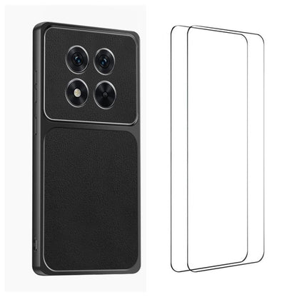 WANLONFENG Lambskin Texture PC TPU Phone Case with 2pcs Screen Films, For Redmi Turbo 5 Max/Poco X8 Pro Max, For Redmi Turbo 5 5G / Poco X8 Pro 5G, For Redmi Note 15 Pro+ 5G Global, For Redmi Note 15 5G Global 164mm, For Redmi K90 Pro Max / Poco F8 Ult...