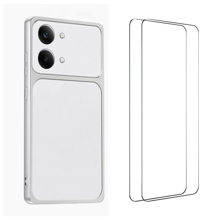 WANLONFENG Lambskin Texture PC TPU Phone Case with 2pcs Screen Films, For Redmi Turbo 5 Max/Poco X8 Pro Max, For Redmi Turbo 5 5G / Poco X8 Pro 5G, For Redmi Note 15 Pro+ 5G Global, For Redmi Note 15 5G Global 164mm, For Redmi K90 Pro Max / Poco F8 Ult...
