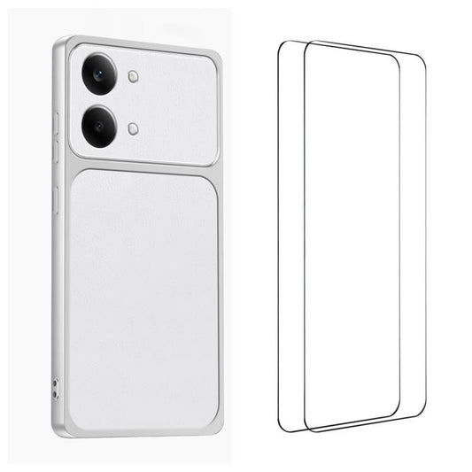 WANLONFENG Lambskin Texture PC TPU Phone Case with 2pcs Screen Films, For Redmi Turbo 5 Max/Poco X8 Pro Max, For Redmi Turbo 5 5G / Poco X8 Pro 5G, For Redmi Note 15 Pro+ 5G Global, For Redmi Note 15 5G Global 164mm, For Redmi K90 Pro Max / Poco F8 Ult...