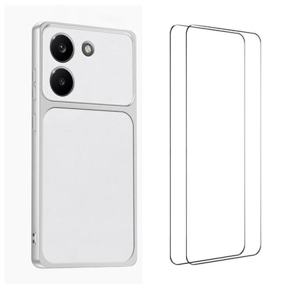 WANLONFENG Lambskin Texture PC TPU Phone Case with 2pcs Screen Films, For Redmi Turbo 5 Max/Poco X8 Pro Max, For Redmi Turbo 5 5G / Poco X8 Pro 5G, For Redmi Note 15 Pro+ 5G Global, For Redmi Note 15 5G Global 164mm, For Redmi K90 Pro Max / Poco F8 Ult...