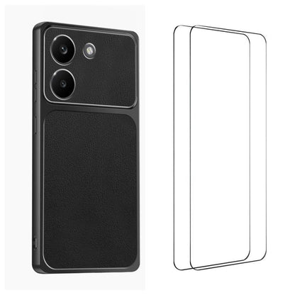 WANLONFENG Lambskin Texture PC TPU Phone Case with 2pcs Screen Films, For Redmi Turbo 5 Max/Poco X8 Pro Max, For Redmi Turbo 5 5G / Poco X8 Pro 5G, For Redmi Note 15 Pro+ 5G Global, For Redmi Note 15 5G Global 164mm, For Redmi K90 Pro Max / Poco F8 Ult...