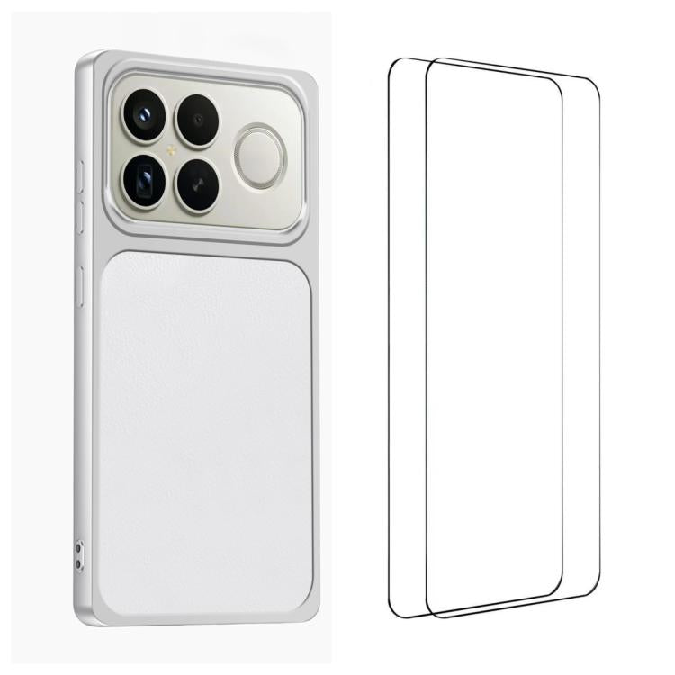 WANLONFENG Lambskin Texture PC TPU Phone Case with 2pcs Screen Films, For Redmi Turbo 5 Max/Poco X8 Pro Max, For Redmi Turbo 5 5G / Poco X8 Pro 5G, For Redmi Note 15 Pro+ 5G Global, For Redmi Note 15 5G Global 164mm, For Redmi K90 Pro Max / Poco F8 Ult...