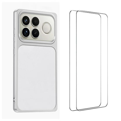 WANLONFENG Lambskin Texture PC TPU Phone Case with 2pcs Screen Films, For Redmi Turbo 5 Max/Poco X8 Pro Max, For Redmi Turbo 5 5G / Poco X8 Pro 5G, For Redmi Note 15 Pro+ 5G Global, For Redmi Note 15 5G Global 164mm, For Redmi K90 Pro Max / Poco F8 Ult...