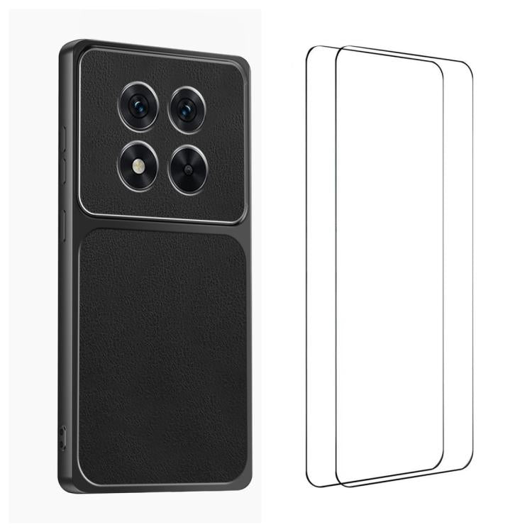 WANLONFENG Lambskin Texture PC TPU Phone Case with 2pcs Screen Films, For Redmi Turbo 5 Max/Poco X8 Pro Max, For Redmi Turbo 5 5G / Poco X8 Pro 5G, For Redmi Note 15 Pro+ 5G Global, For Redmi Note 15 5G Global 164mm, For Redmi K90 Pro Max / Poco F8 Ult...