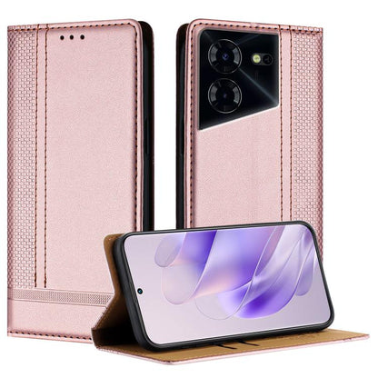 Stitching Design Scratch-Resistant Vegan Leather Phone Case, For Tecno Pova 7 4G, For Tecno Spark Go 2025, For Tecno Spark 10 Pro Magic Magenta, For Tecno Camon 30 Premier 5G, For Tecno Spark 20 Pro+, For Tecno Spark 20 Pro, For Tecno Spark Go 2024    ...