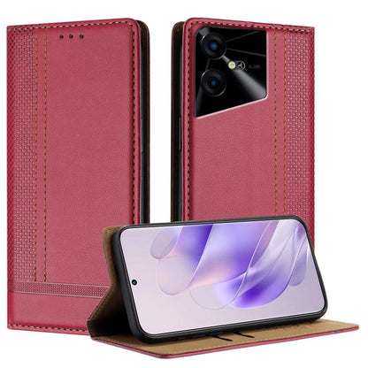 Stitching Design Scratch-Resistant Vegan Leather Phone Case, For Tecno Pova 7 4G, For Tecno Spark Go 2025, For Tecno Spark 10 Pro Magic Magenta, For Tecno Camon 30 Premier 5G, For Tecno Spark 20 Pro+, For Tecno Spark 20 Pro, For Tecno Spark Go 2024    ...